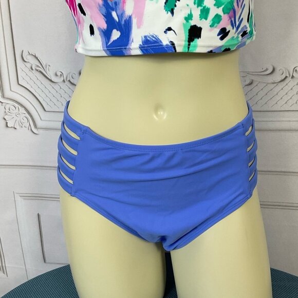 SO Size Large Juniors 2 Piece Swimsuit Halter Midkini High Waist Bottom New - Picture 5 of 8